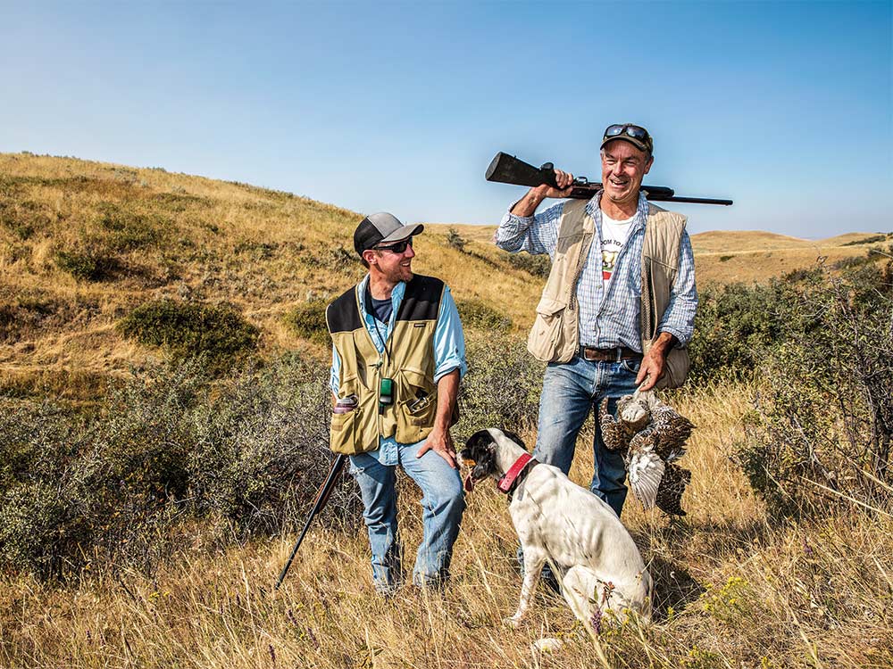 grouse hunters sharing laugh