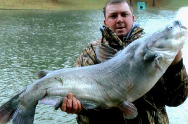 Jason Blackwell hauled in this 40-pound blue catfish while fishing near Houston, Texas.