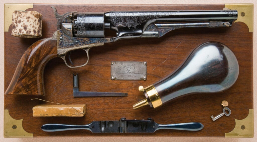 httpswww.fieldandstream.comsitesfieldandstream.comfilesimport2014importImage2011photo38356Exceptional_Historic_Cased_Engraved_and_Presentation_Inscribed_Colt_Model_1861_New_Model_Navy_Revolver_From_the_Colt_Co._to_E.W._Parsons_of_Adams_Expre