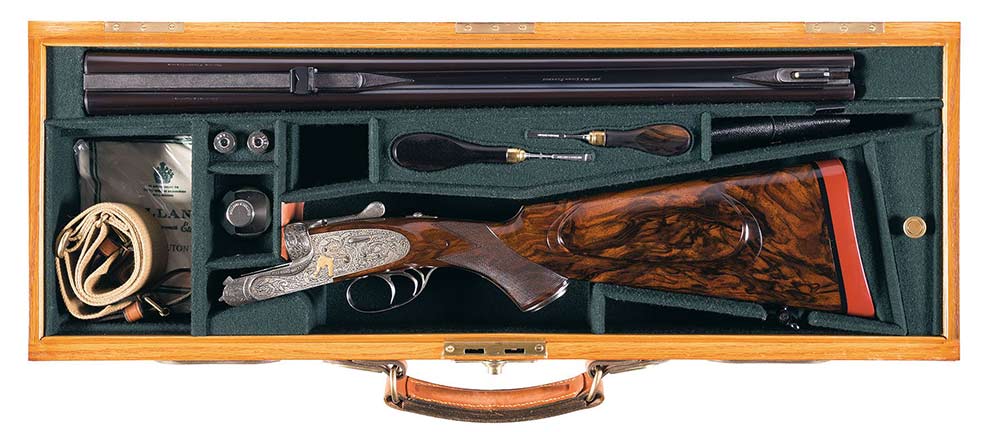 holland and holland double rifle in a case