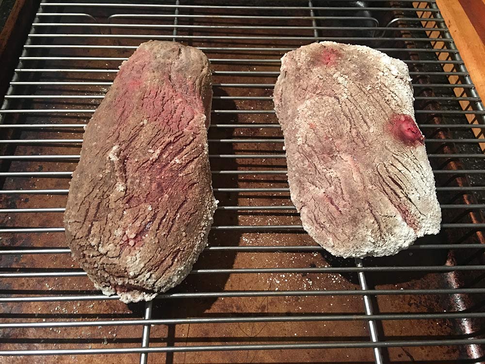Wild game steaks after one day of koji dry-aging