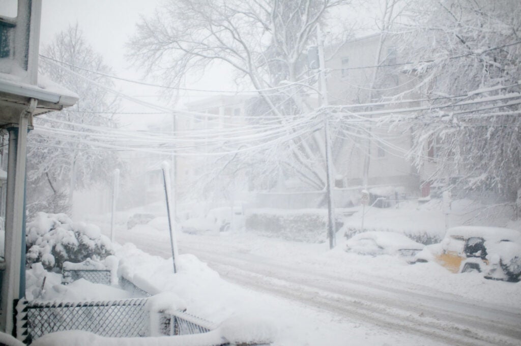 snowstorm, whiteout, main street, eric kilby, somerville, massachusetts