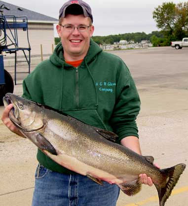 While fishing in Lake Michigan last year, Matt Westendorf caught this 26-pound, 40-inch king salmon, his biggest ever.
