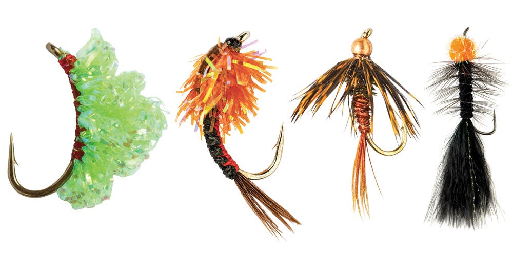 four fly lures for trout