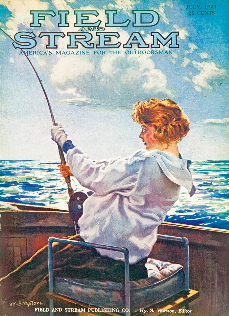 women, vintage, cover, F&S, fishing, boat, lake