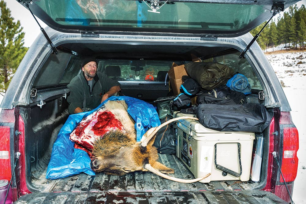 truck packed out after elk hunting