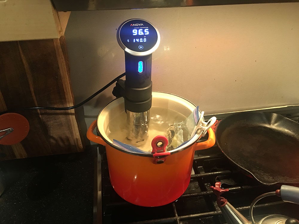 Wild game steaks in a sous-vide bath with Anova Precision Cooker