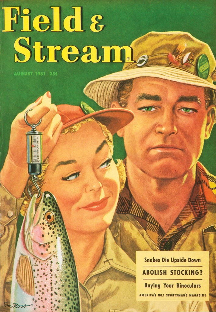 woman, vintage, F&S, cover, gloating, fishing, husband
