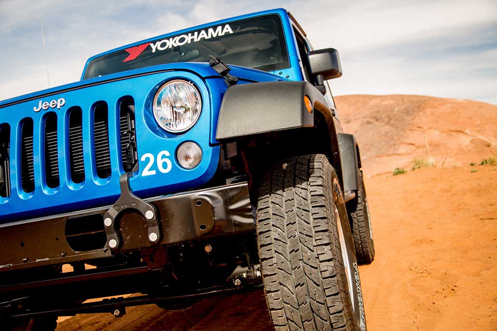 blue jeep with yokohama tires