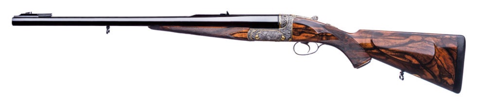 The Westley Richards Droplock Double Rifle on a white background.