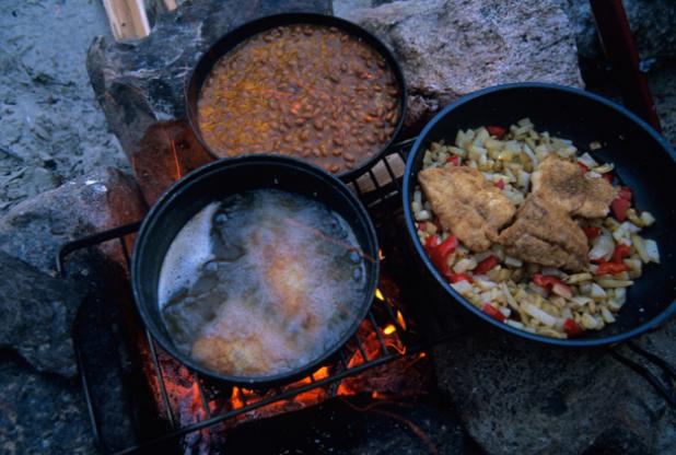 An ideal meal during a peaceful night at fishing camp.