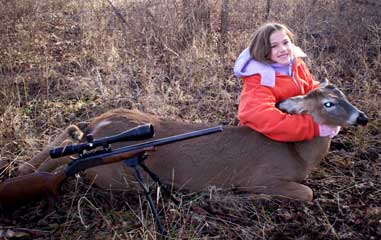 Alyssa Bratton, age 7, shot her first whitetail this year with her .223 at 120 yards.