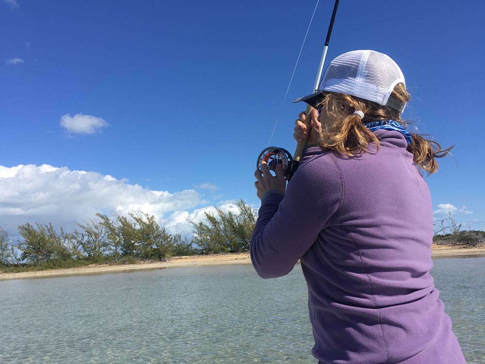 author fighting bonefish Abaco Island Bahamas
