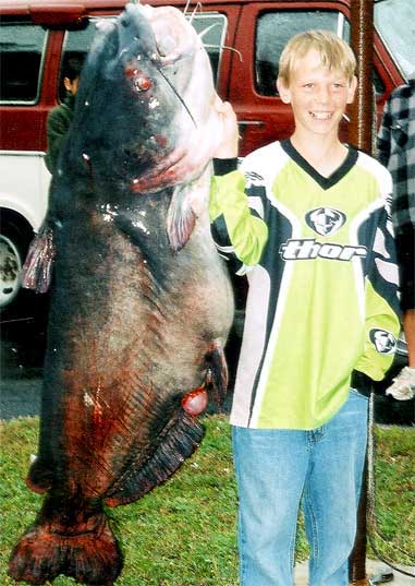 Zachery Lovelady with 109 lb catfish