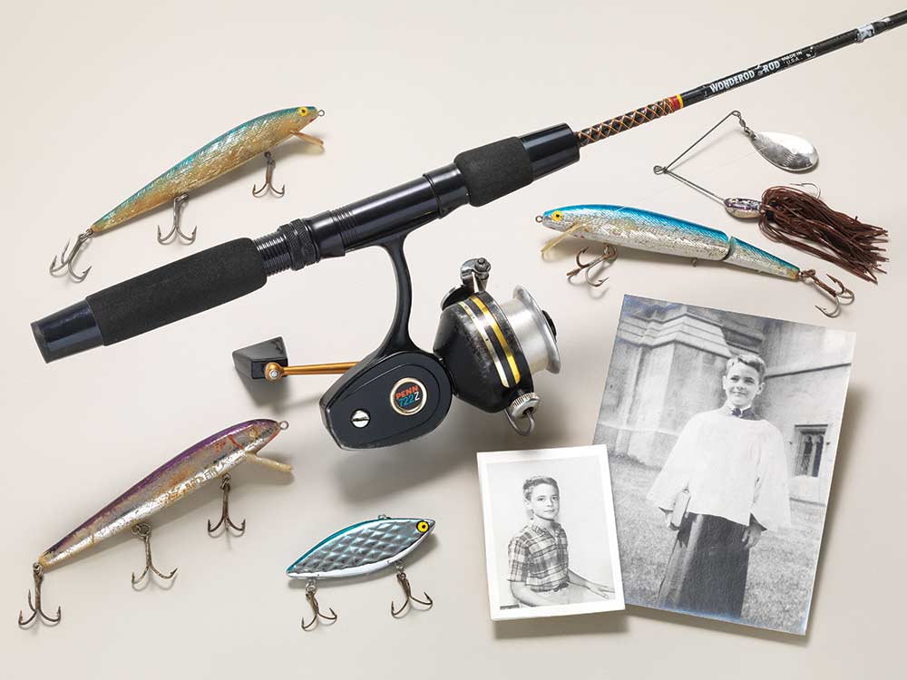 old photographs and fishing equipment