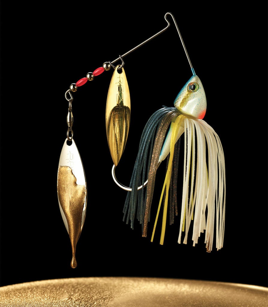 spinnerbait dripping with gold paint
