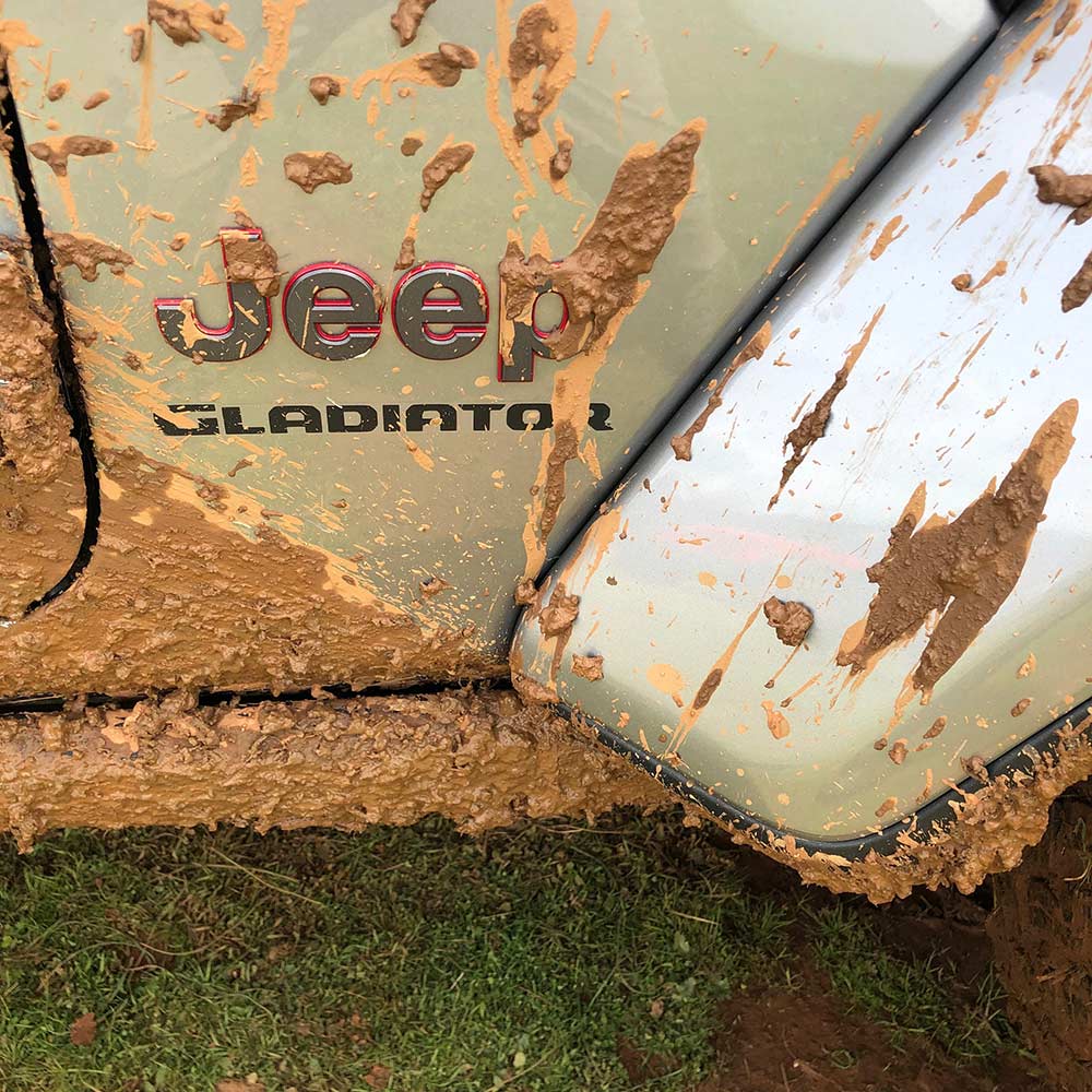 mud on the flaps of 2020 jeep gladiator
