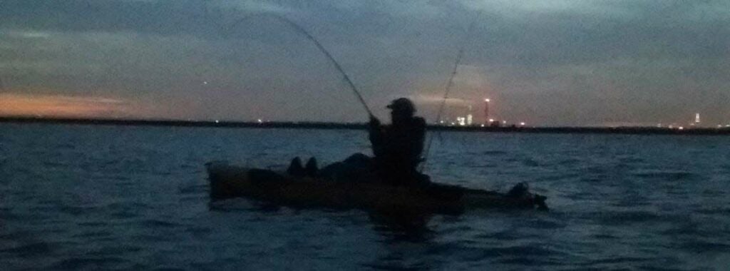 kayak fishing as night