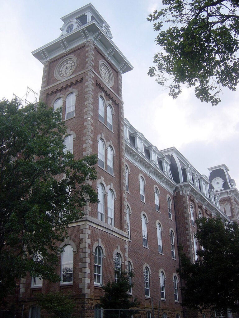 Old Main building at the University of Arkansas