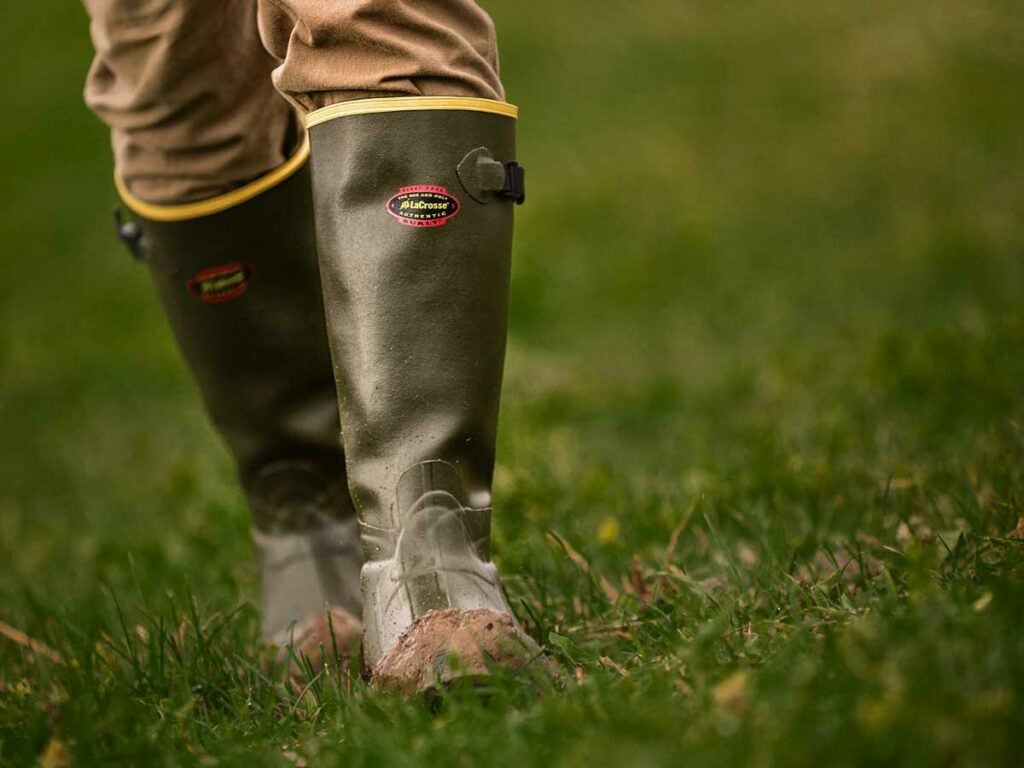rubber boots in the grass