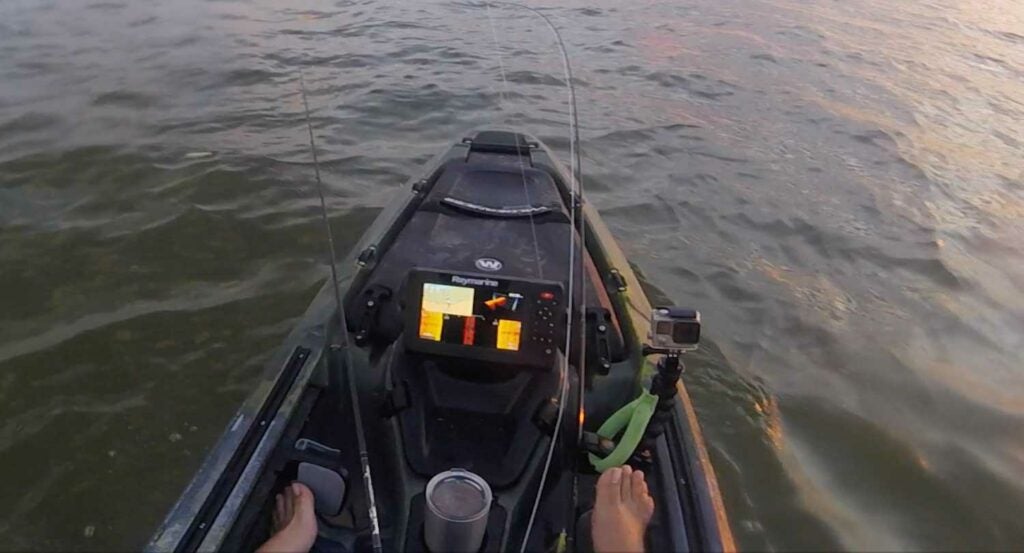 The Raymarine Element 7HV mounted to the Wilderness Systems ATAK 140.