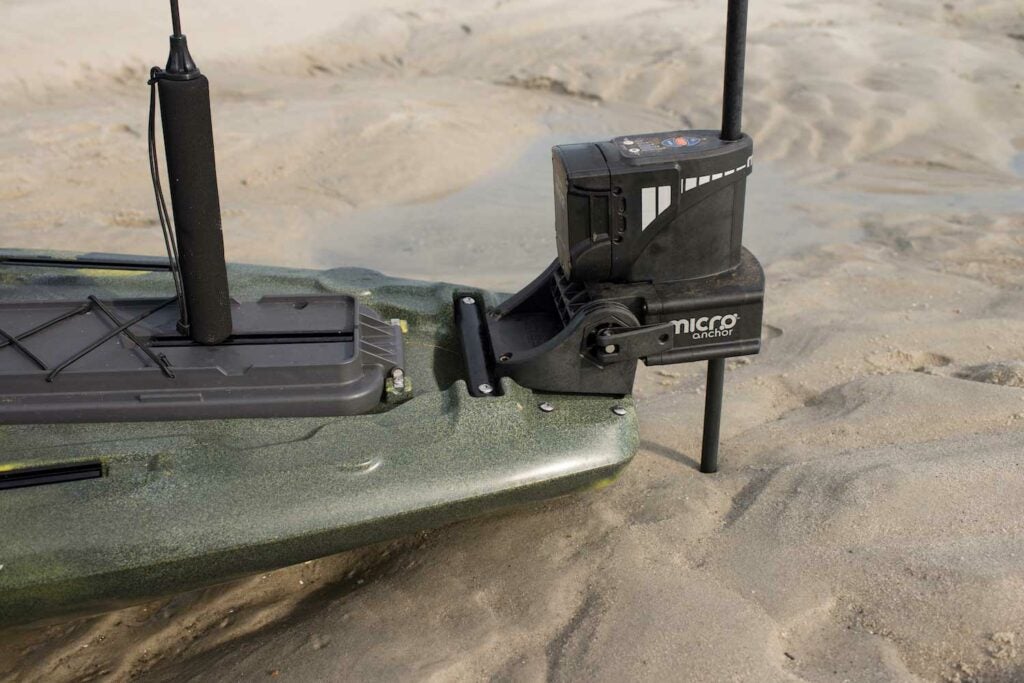 The Power–Pole Micro Anchor System staked out on a sandbar.
