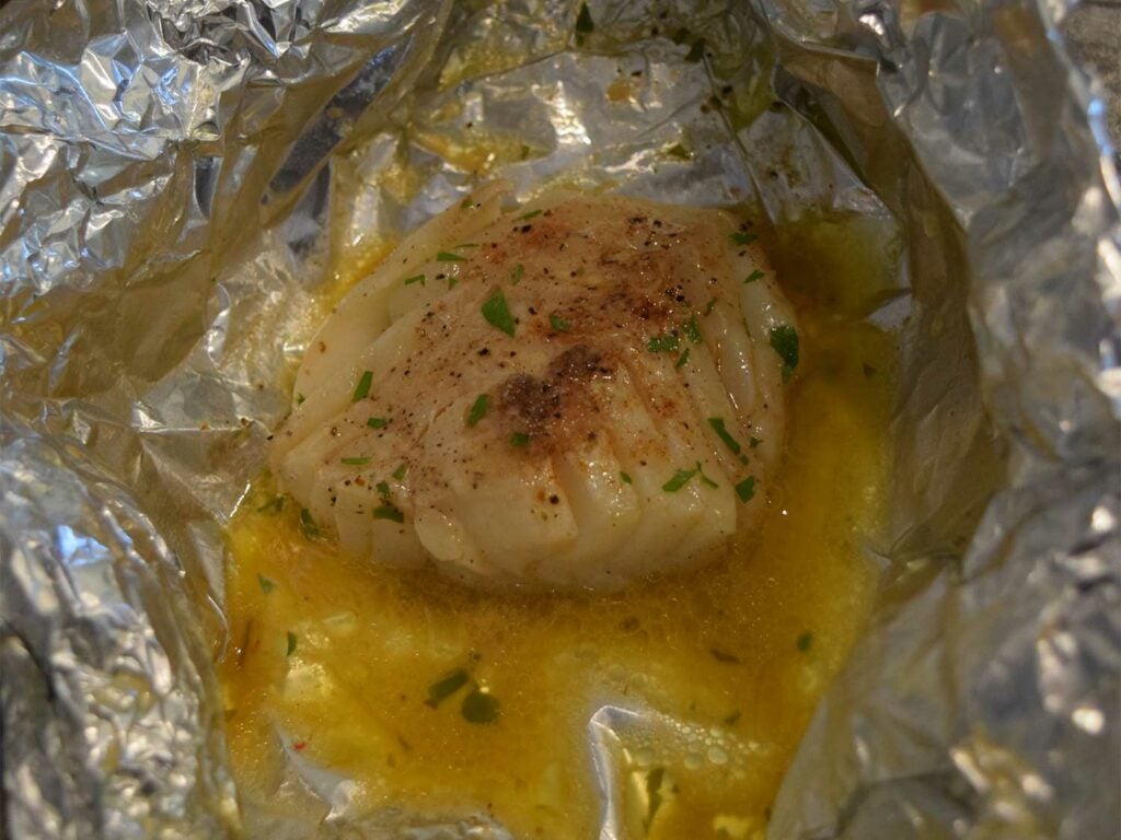 wahoo in a compound butter and foil