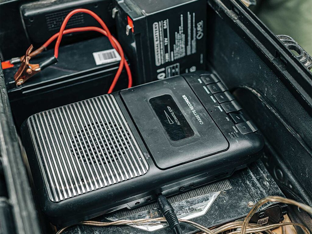 cassette player hooked up to battery wire