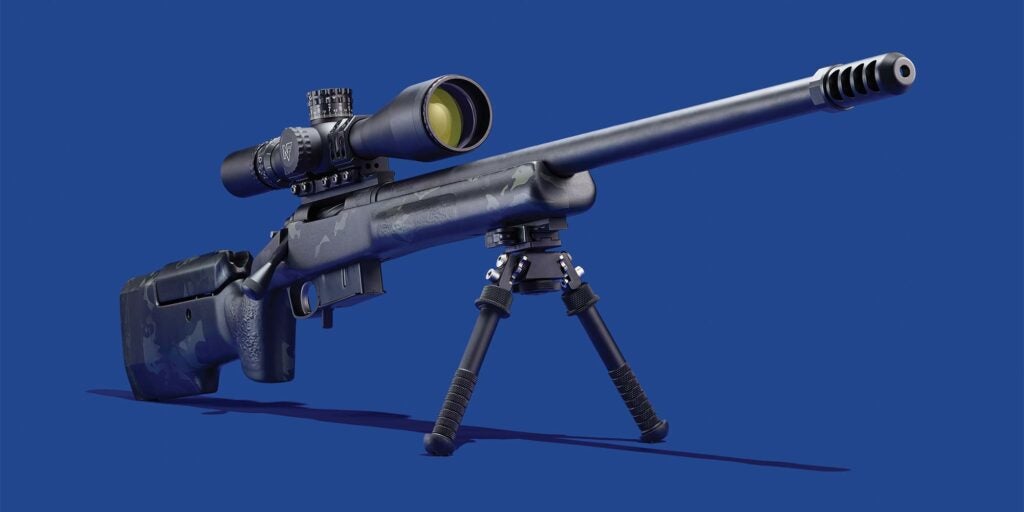 GA precision rifle on a blue background.