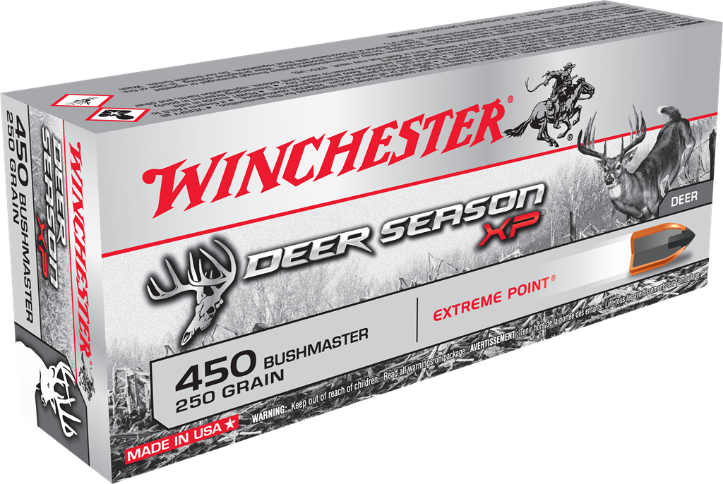 box of winchester deer hunting ammo in 450 bushmaster