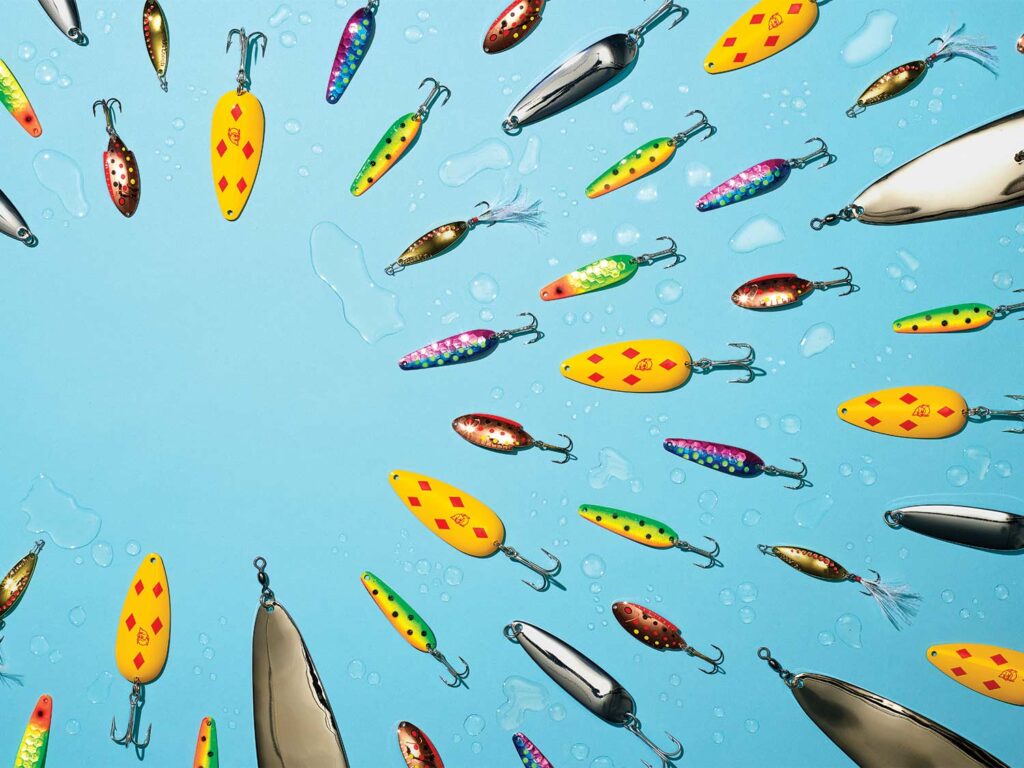 collage of spoon lures