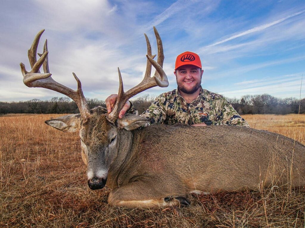 Rustin Hayes had only a single trail-cam pic of this Kansas buck in November, but he caught up with him on December 5th.