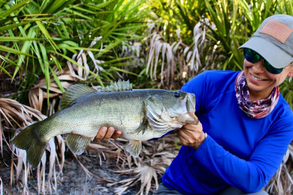 Captain Debbie Hanson with a southern Florida largemouth.