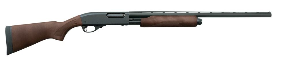 A Remington 870 Express pump-action shotgun on a white background.