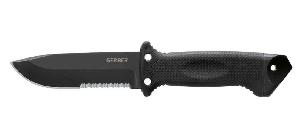 A Gerber LMF II ASEK knife on a white background.