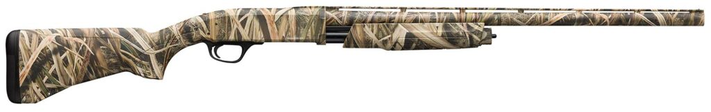 A Browning BPS shotgun in camo on a white background.