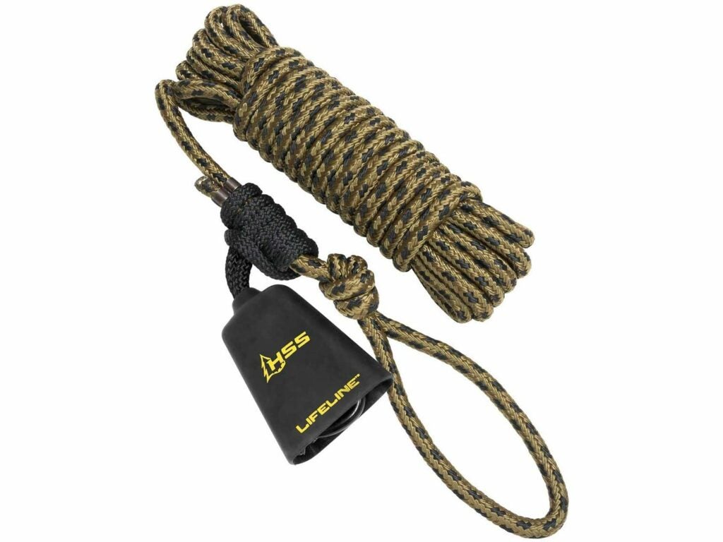 A coil of Hunter Safety System Lifeline rope on a white background.
