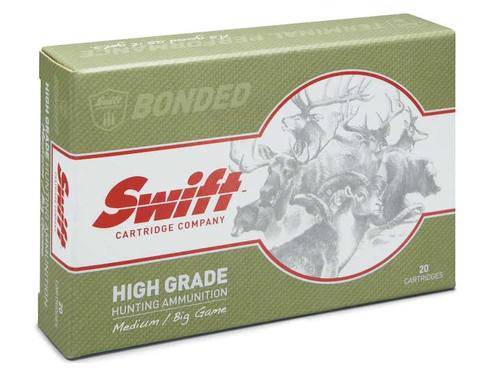 A box of Swift Creedmoor ammo on a white background.