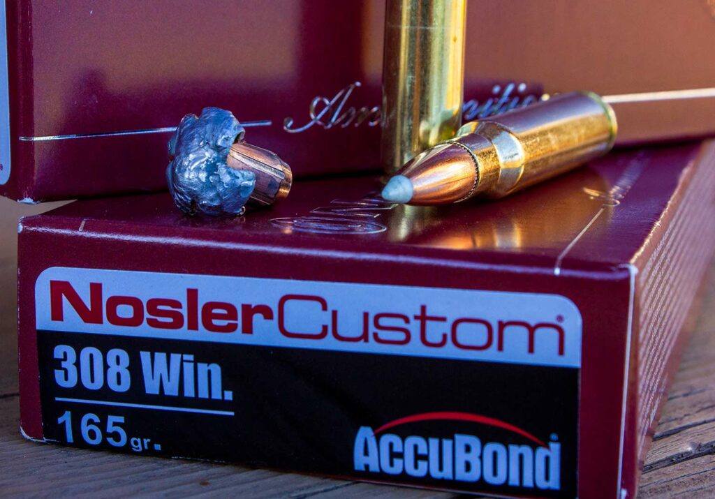 A box of Nosler Custom Accubond ammunition.