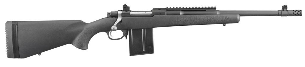 The Ruger Scout Rifle on a white background.