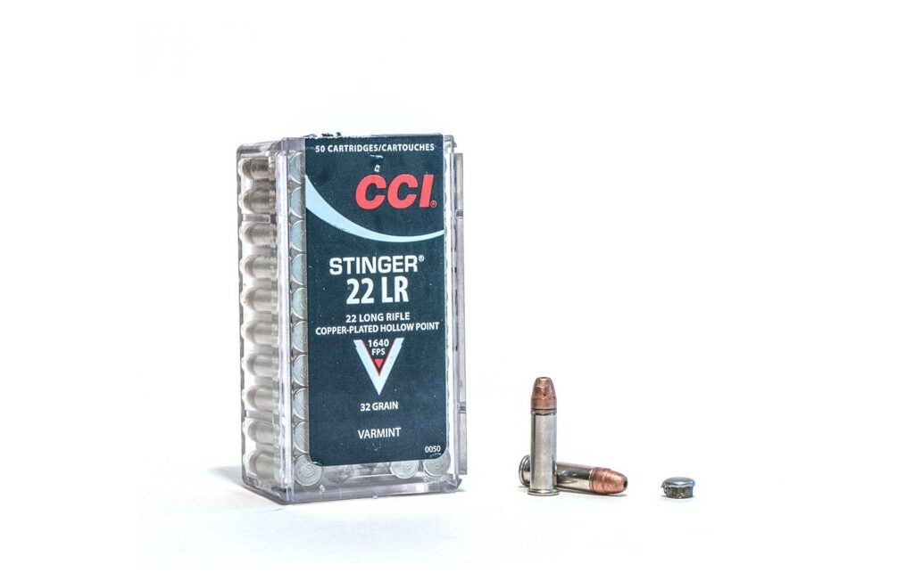 A box of CCI Stinger ammo on a white background.