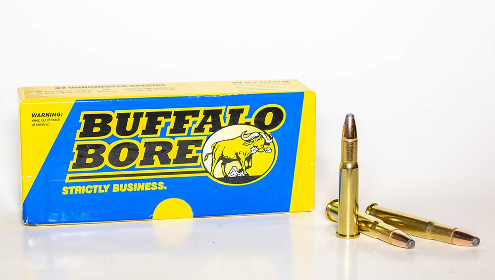 A box of Buffalo Winchester Special ammo on a white background.