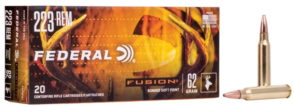 A box of Federal Fusion deer ammo.