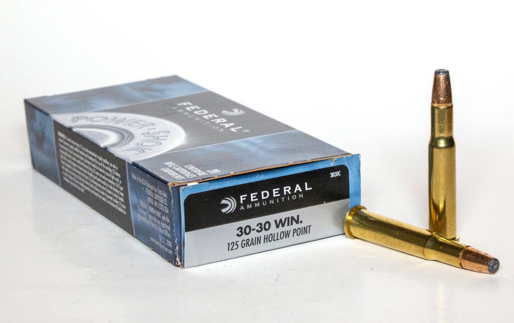 A box of Federal .30-30 winchester ammo.