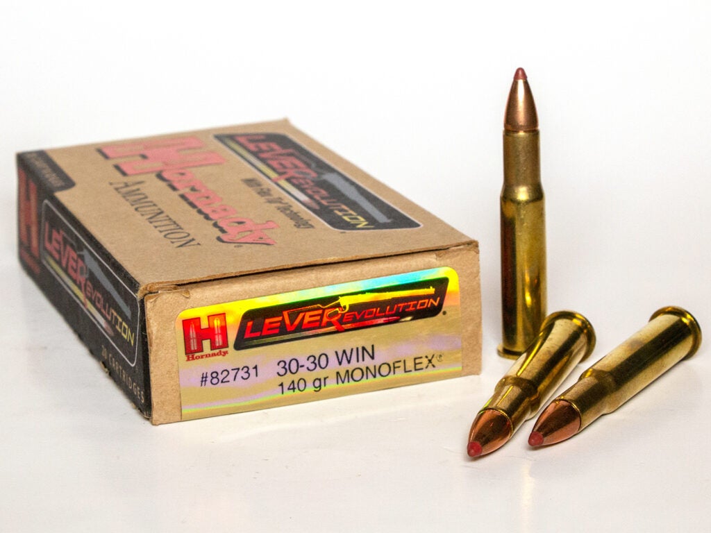 A box of Hornady Lever 30-30 winchester ammo.